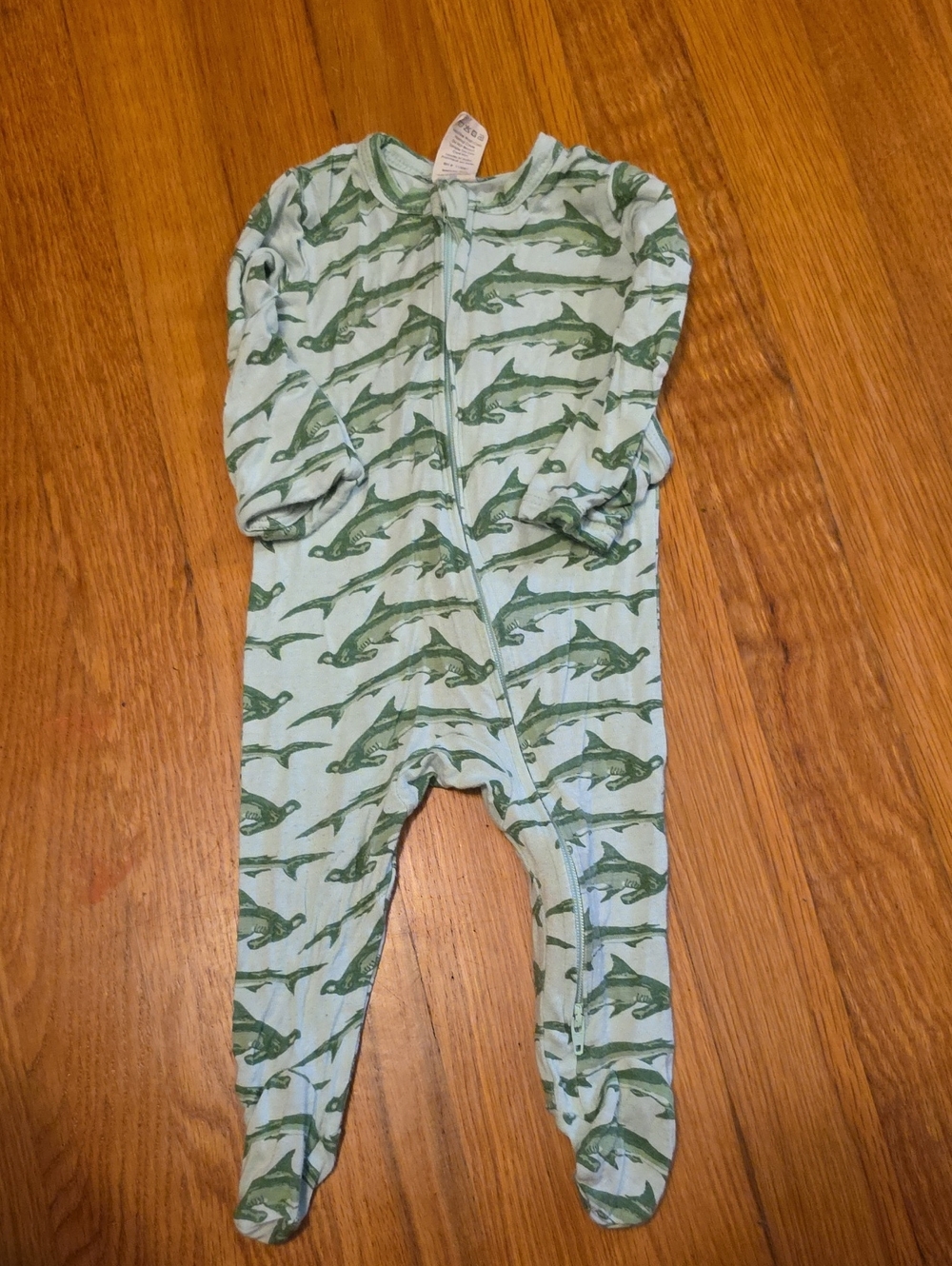 kate quinn Light Green Shark Print Footed One-Piece